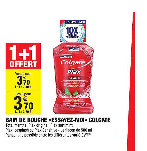 bain de bouche essayez moi colgate 1+1 offert