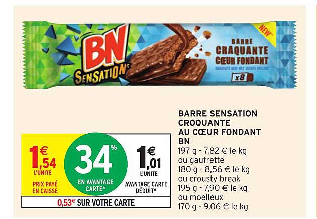 Barre Bn Sensation Croquante Au Cœur Fondant
