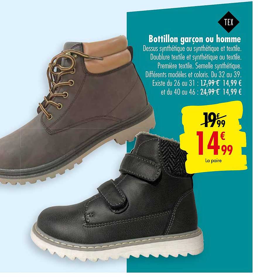 bottillon garçon ou homme tex