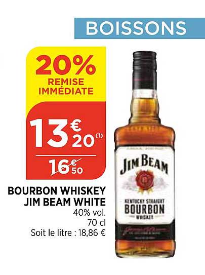 bourbon whiskey jim beam white 20% de remise immédiate