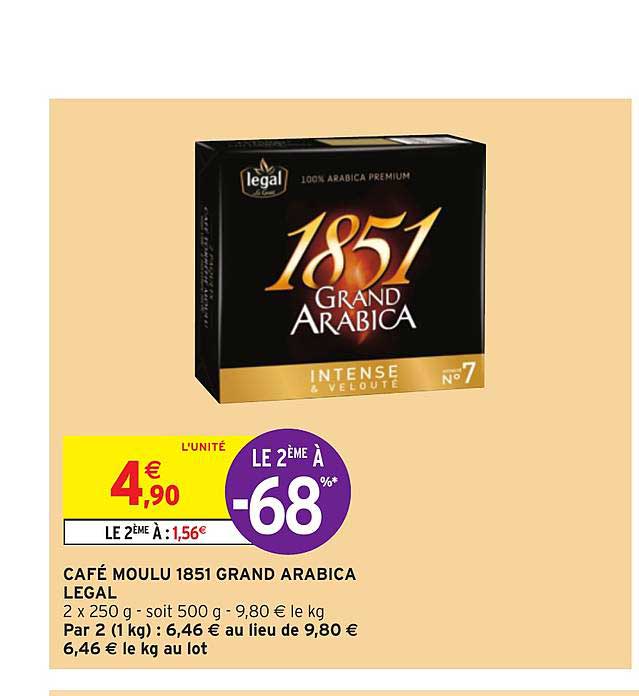 Café Moulu 1851 Grand Arabica Legal Le 2ème à -68%