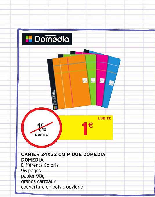 cahier 24x32 cm piqué domédia