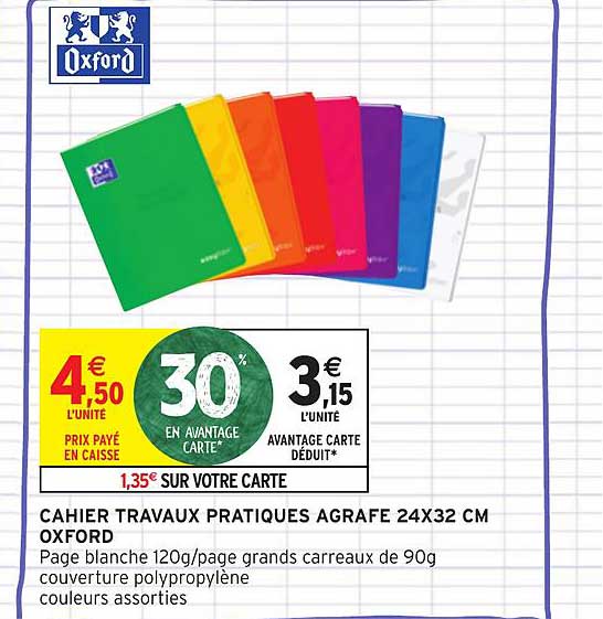 cahier travaux pratiques agrafe 24x32 cm oxford