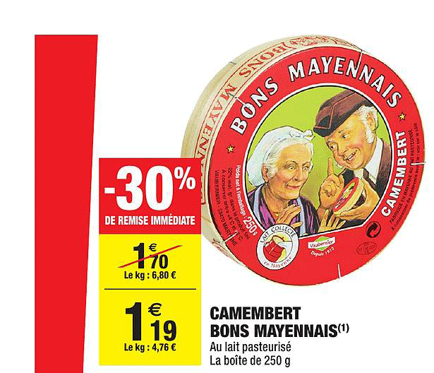 camembert bons mayennais -30% de remise immédiate