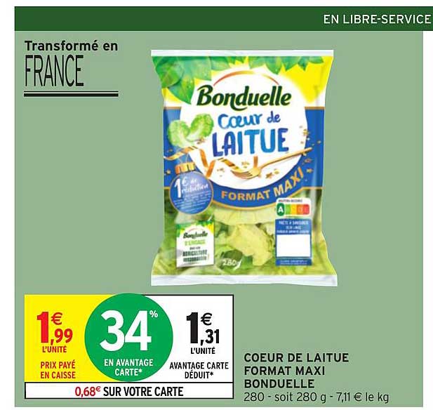 coeur de laitue bonduelle format maxi