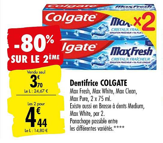 Dentifrice Colgate -80% Sur Le 2ème