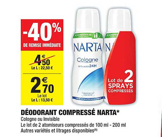 Déodorant Compressé Narta -40% De Remise Immédiate