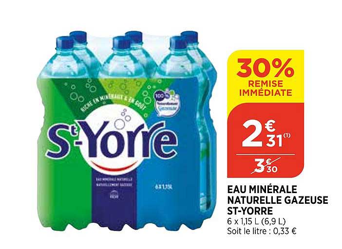 Eau Minérale Naturelle Gazeuse St Yorre 30% De Remise Immédiate