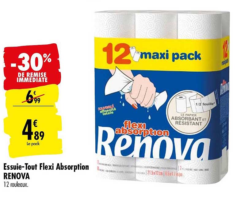 essuie tout flexi absorption renova -30% de remise immédiate
