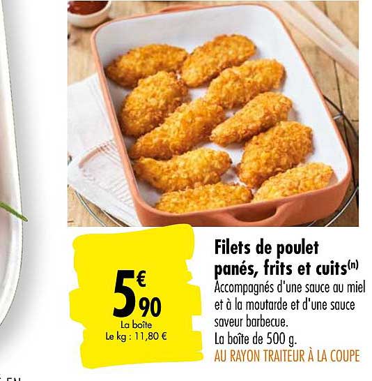 filets de poulet panés frit et cuits