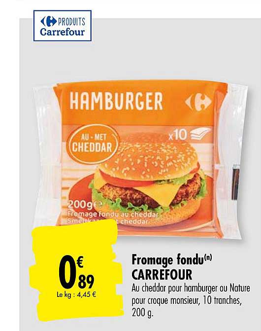 Fromage Fondu Pour Hamburger Carrefour