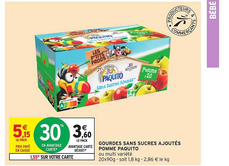 gourdes sans sucres ajoutés pomme paquito les p'tits prods