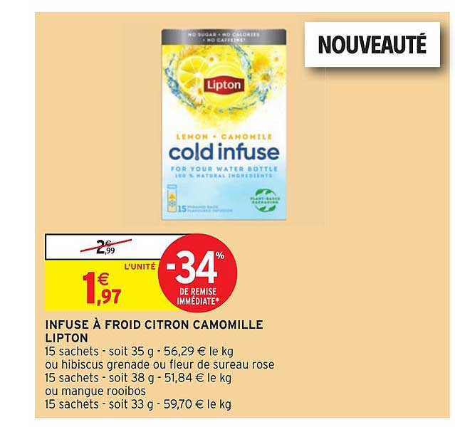 infuse à froid citron camomille cold infuse lipton -34% de remise immédiate