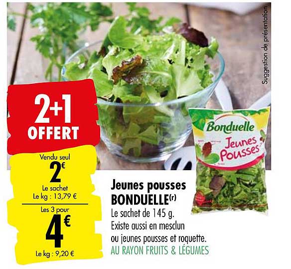 jeunes pousses bonduelle  2+1 offert