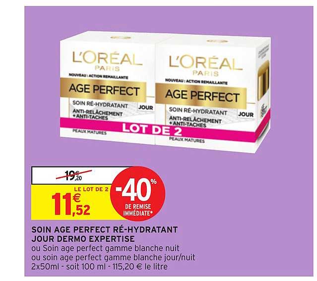l'oréal paris age perfect soin ré hydratant jour dermo expertise -40% de remise immédiate
