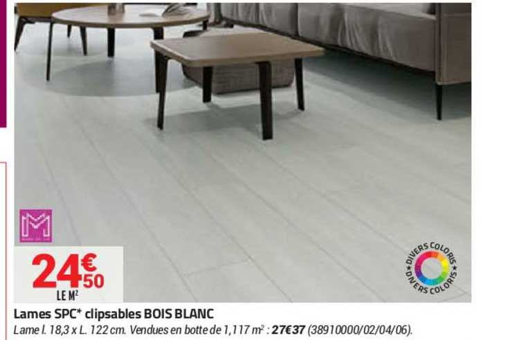 lames spc clipsables bois blanc