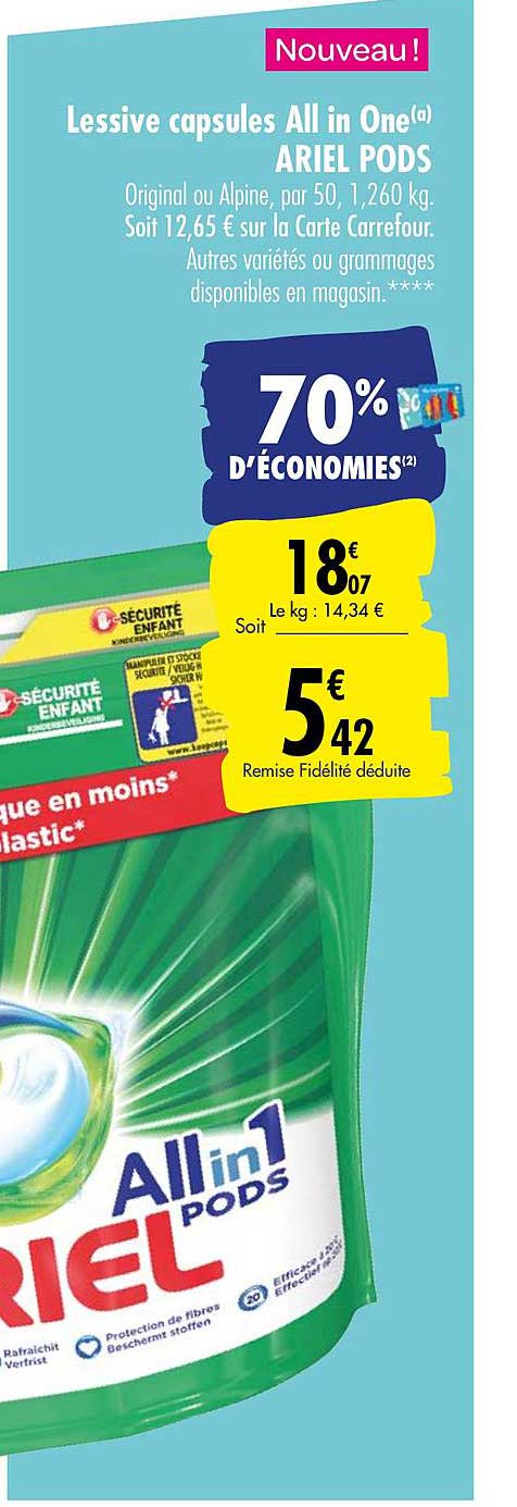 Lessive Capsules All In One Ariel Pods