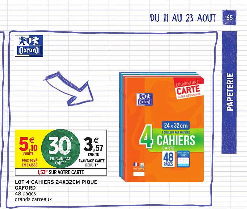 lot de 4 cahiers 24x32 cm piqué oxford