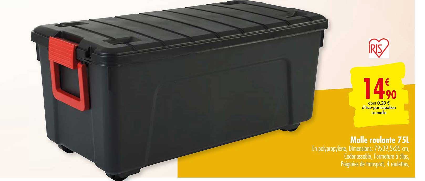 malle roulante 75 litres iris