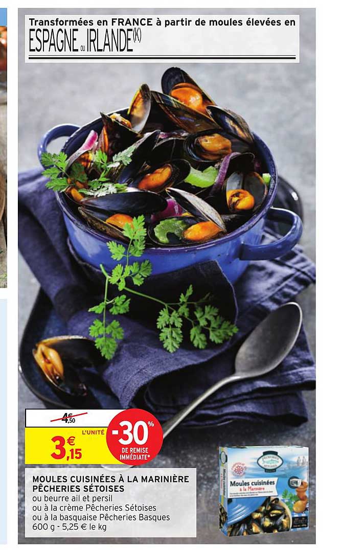 moules cuisinées à la marinière pêcheries sétoises -30% de remise immédiate