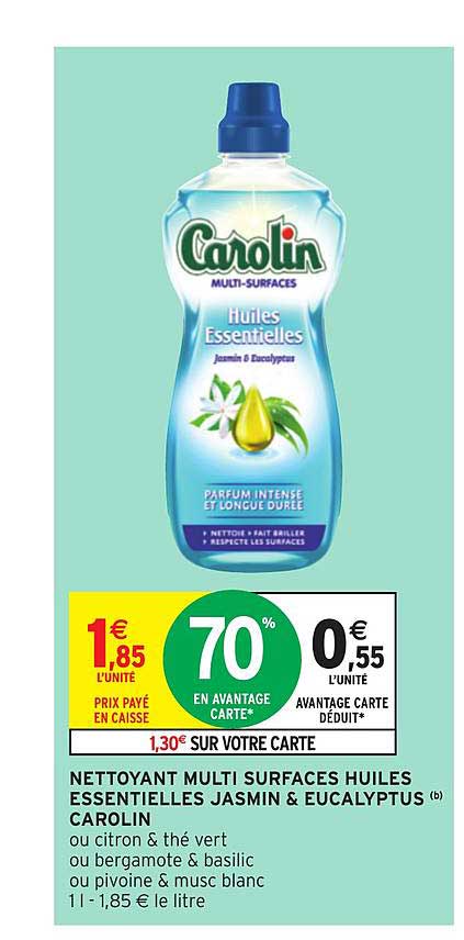 Nettoyant Carolin Multi Surfaces Huiles Essentielles Jasmin & Eucalyptus
