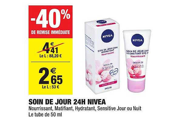 Nivea Soin De Jour 24h -40% De Remise Immédiate