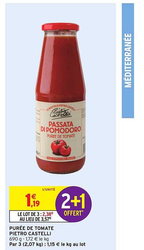 Purée De Tomate Pietro Castelli 2+1 Offert