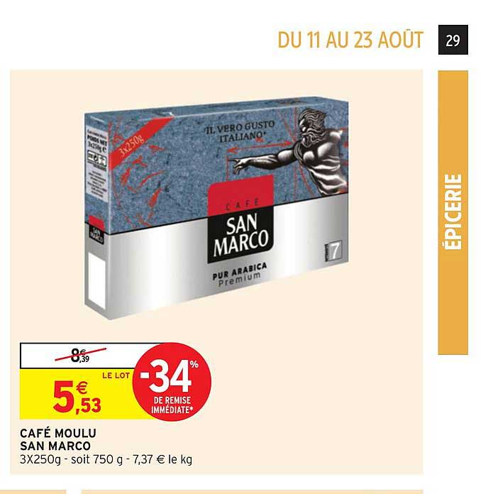 san marco café moulu -34% de remise immédiate