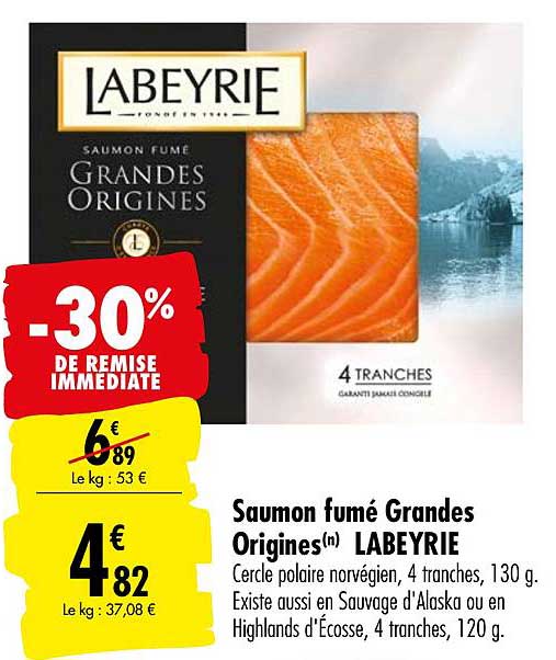 saumon fumé grandes origines labeyrie  -30% de remise immédiate