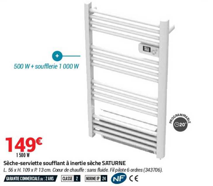sèche serviette soufflant à inertie sèche saturne
