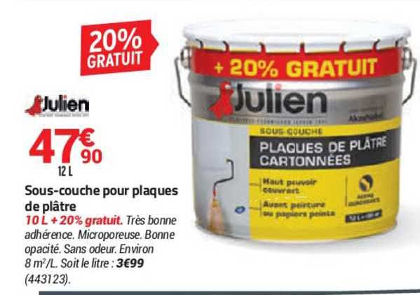 sous couche pour plaques de plâtre julien