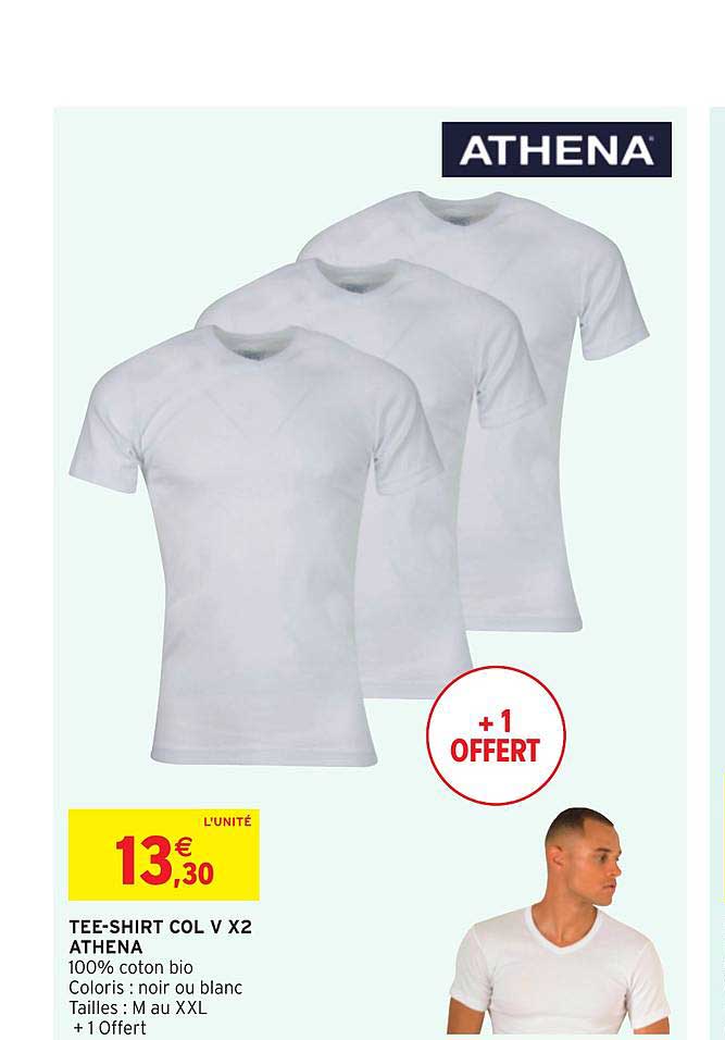 tee shirt col v x2 athena +1 offert