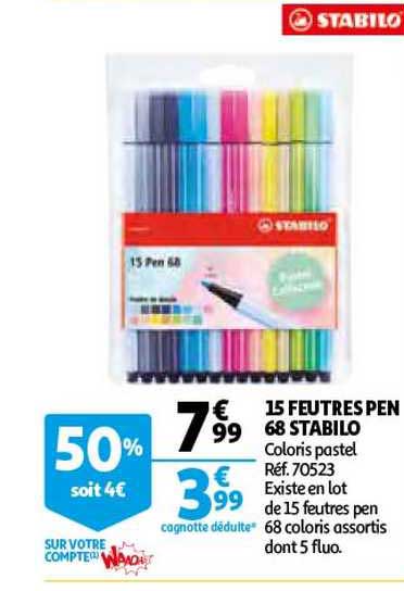 15 feutres pen 68 stabilo