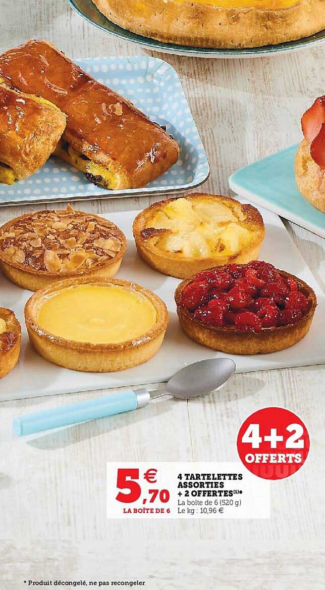 4 Tartelettes Assorties + 2 Offertes