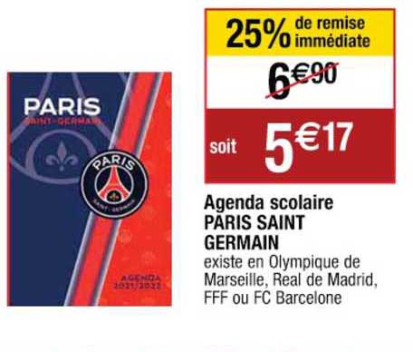Agenda Scolaire Paris Saint Germain