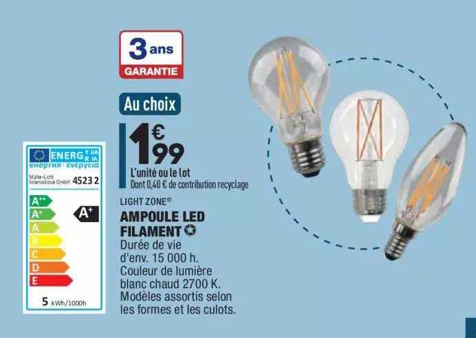 ampoule led filament light zone