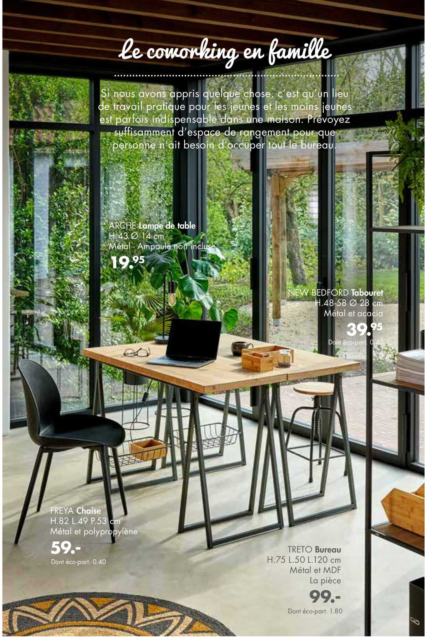 arche lampe de table, chaise freya, bureau treto, tabouret new bedford