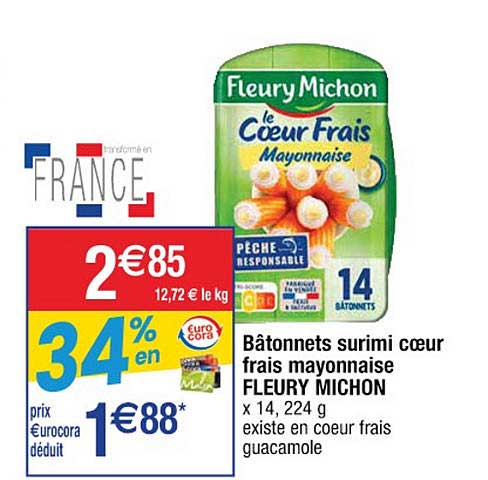 bâtonnets surimi coeur frais mayonnaise fleury michon