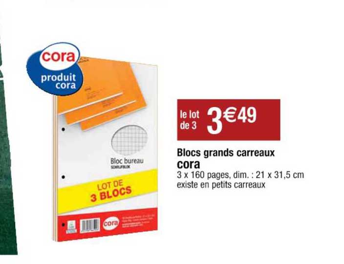 blocs grands carreaux cora