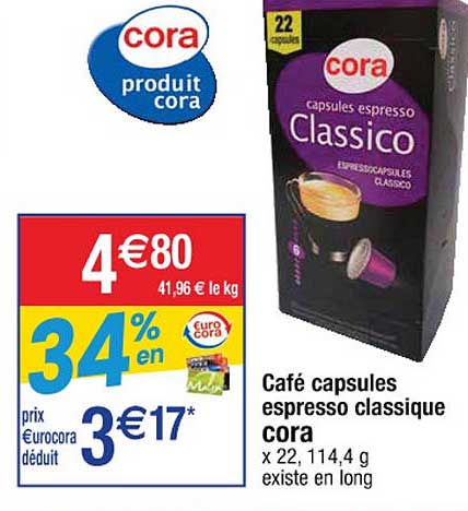 Café Capsules Espresso Classique Cora