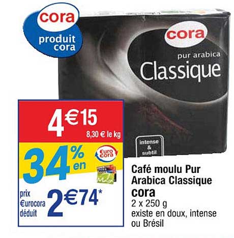 Café Moulu Pur Arabica Classique Cora