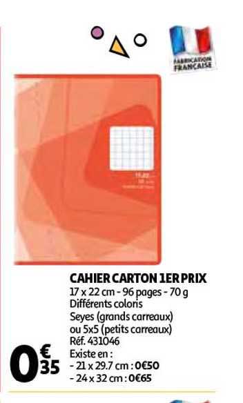 cahier carton 1er prix