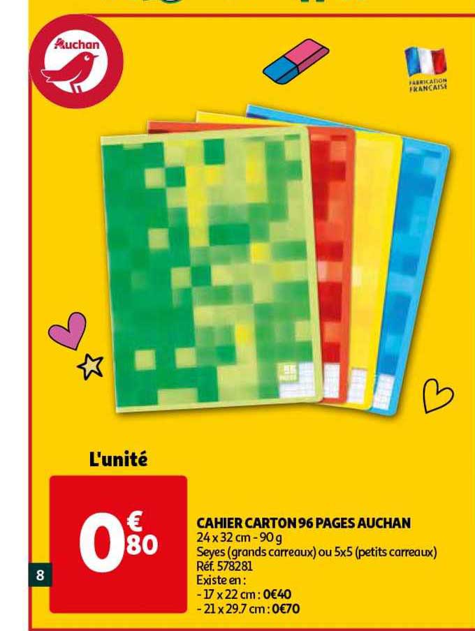 Cahier Carton 96 Pages Auchan