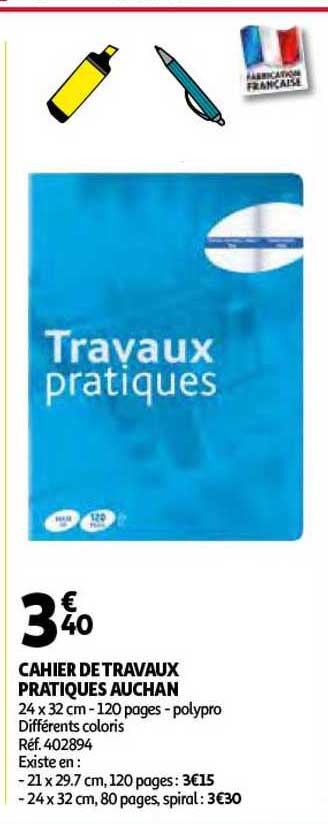 cahier de travaux pratiques auchan