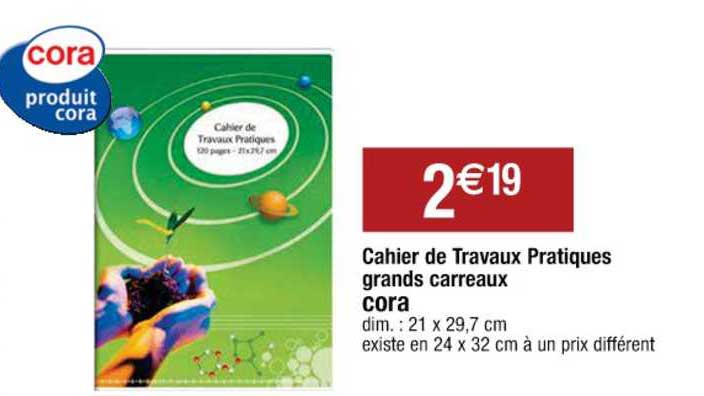 cahier de travaux pratiques grands carreaux cora