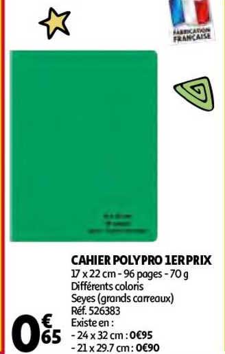 cahier polypro 1er prix