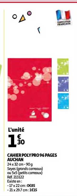 Cahier Polypro 96 Pages Auchan