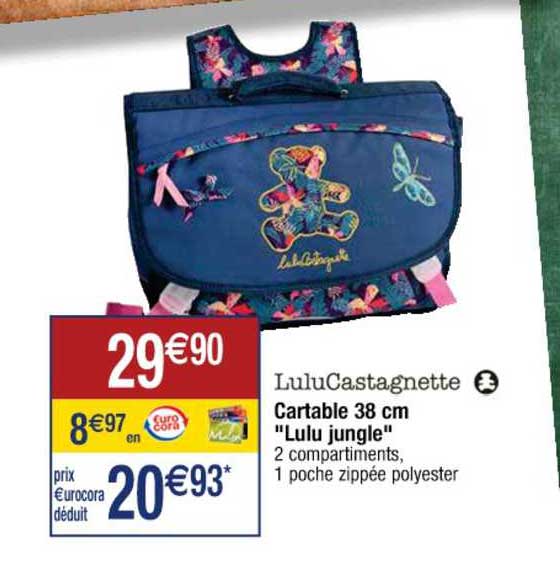 cartable 38 cm "lulu jungle" lulu castagnette