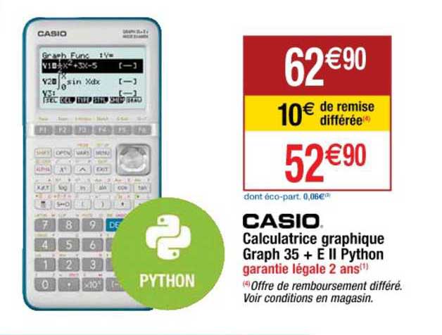 ccalculatrice graphique graph 35 + e II python casio