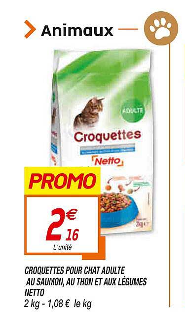 Croquettes Pour Chat Adulte Au Saumon, Au Thon Et Aux Légumes Netto